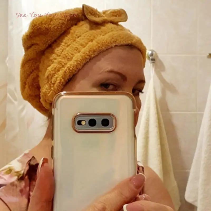 

Microfibre Quick Hair Drying Bath Towel Spa Bowknot Wrap Towel Cap Bath Bonnets