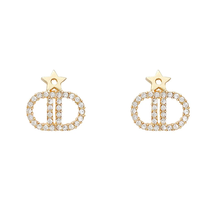 

E098 New Fashion Temperament Zircon Star Letter D Net Red Stud Earrings Party Gift Banquet Woman Jewelry Stud Earrings 2021