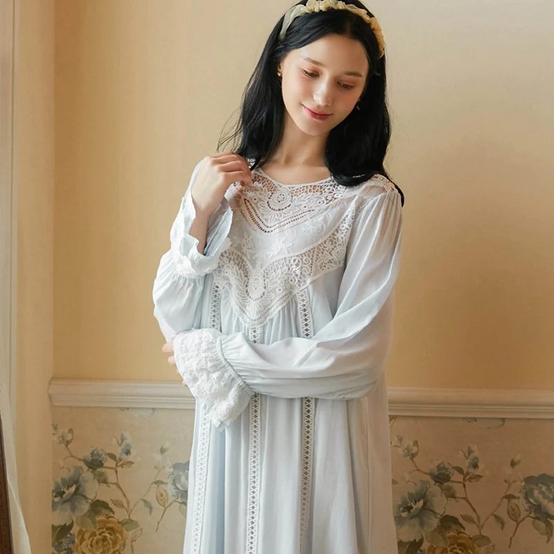 

Sexy Women Long Lace White Nightgowns Palace Vintage Sleepshirts Cotton Night Gown Nighty Ladies Hot Erotic Home Suit Elegant