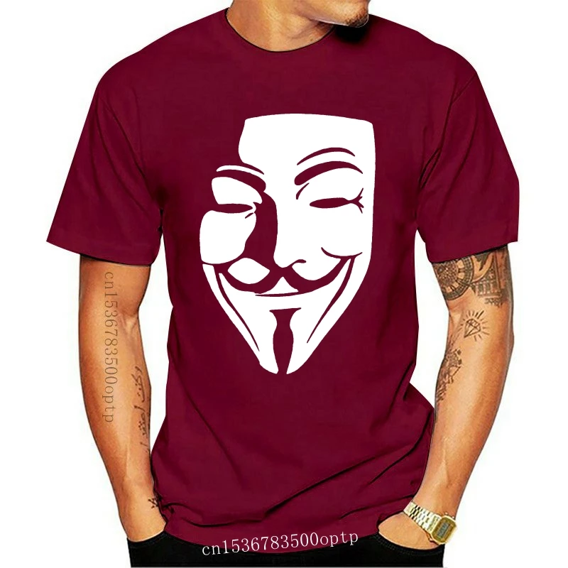 

Футболка мужская хлопковая с круглым вырезом, Повседневная модная уникальная тенниска с принтом анонимная Вендетта, хакеров из ПК, с коротк...