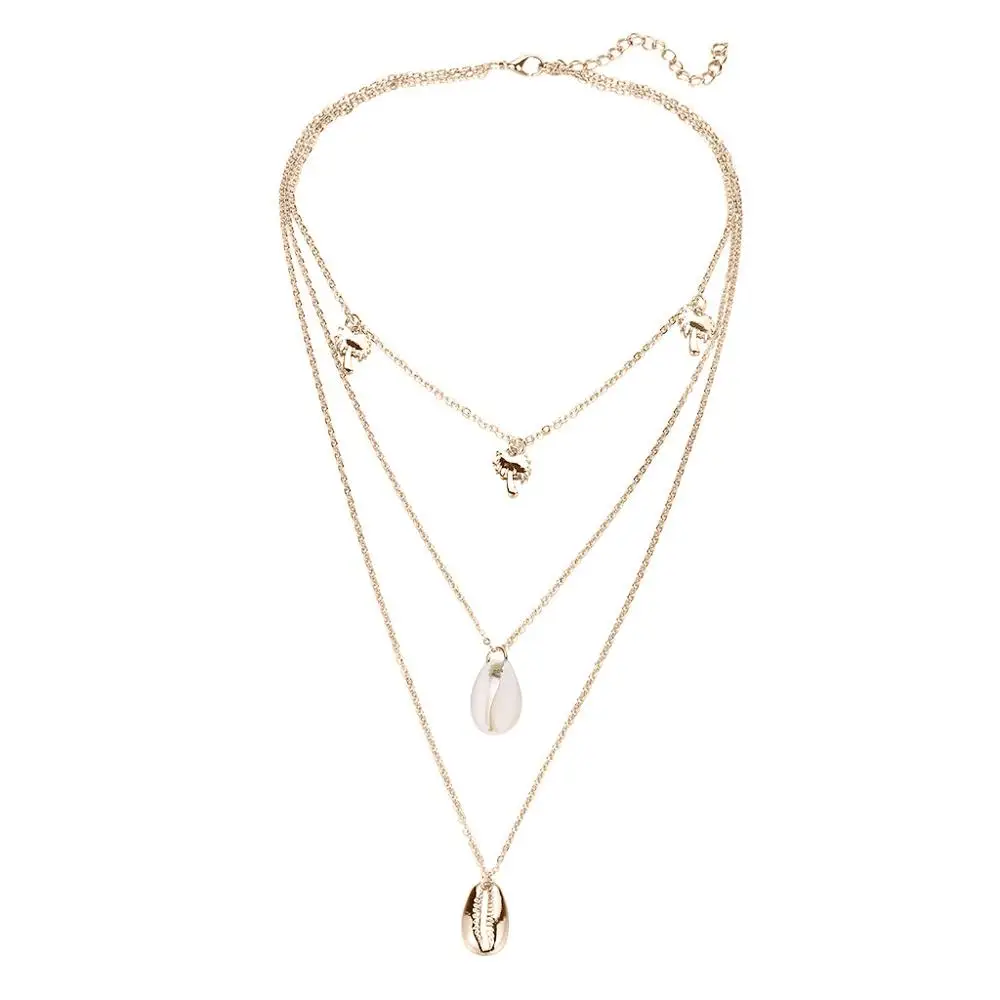 Простое многослойное ожерелье из бусин в виде скорлупы кокосовой пальмы женское