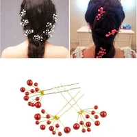 hot wedding party handmade pearl flower crystal hair pins fashion headdress bridesmaid side comb for bride hair accessories