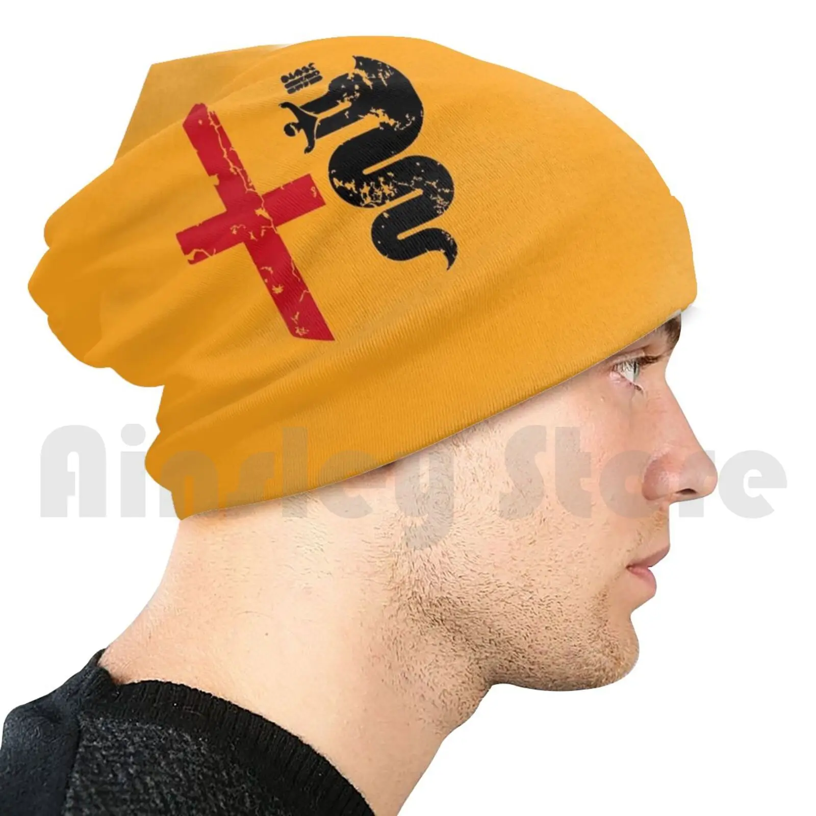 Трикотажная Шапка-бини Alfa шапка в стиле хип-хоп со скидкой с рисунком черной