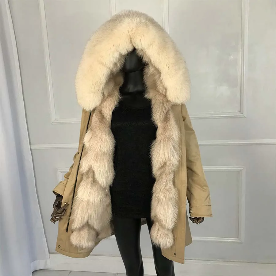 Real Silver Fox Fur Parka Women Jacket Winter Coat Thick Warm Fashion Outwear High Quality