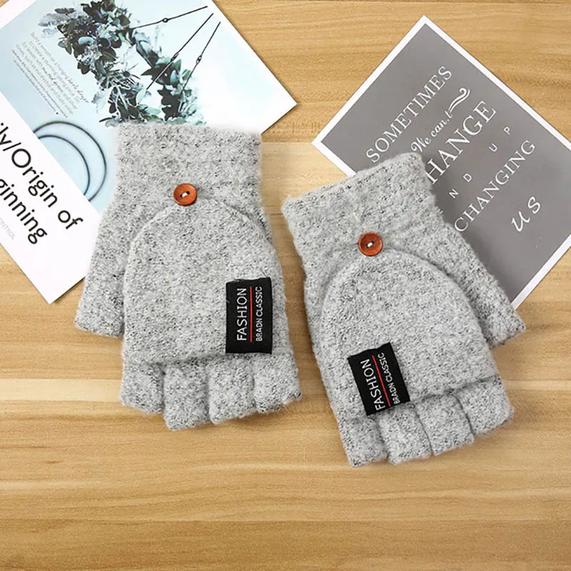 Женские перчатки с откидной крышкой Calymel теплые плотные варежки осенне зимние