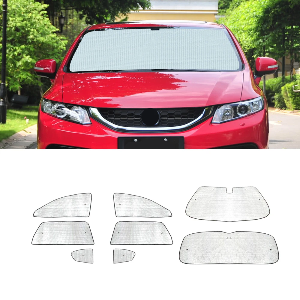 

For Honda Civic 2011-2015 Auto Car Windshield Sunshade UV Shield Block Cover One Set for Front Side Window Interior Accessories