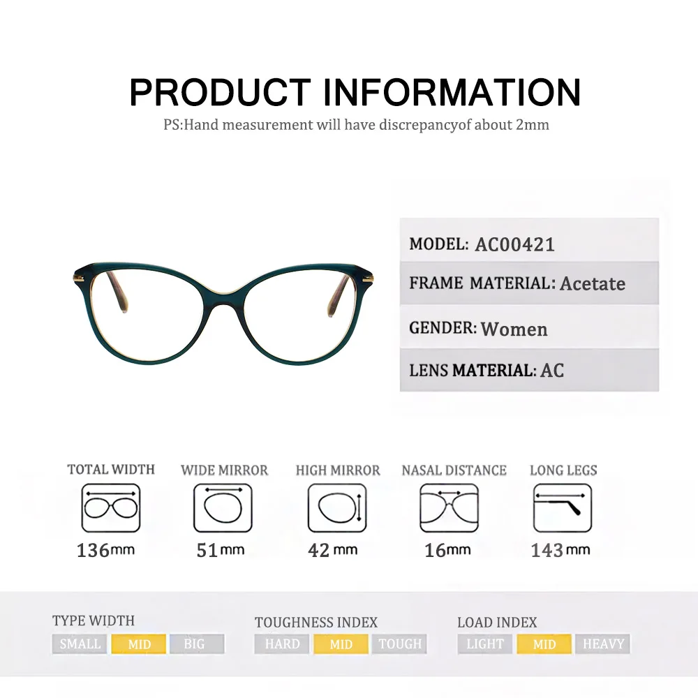 

Retro Cat Eye Acetate Glasses Frame Women Optical Prescription Eyeglasses Frame
