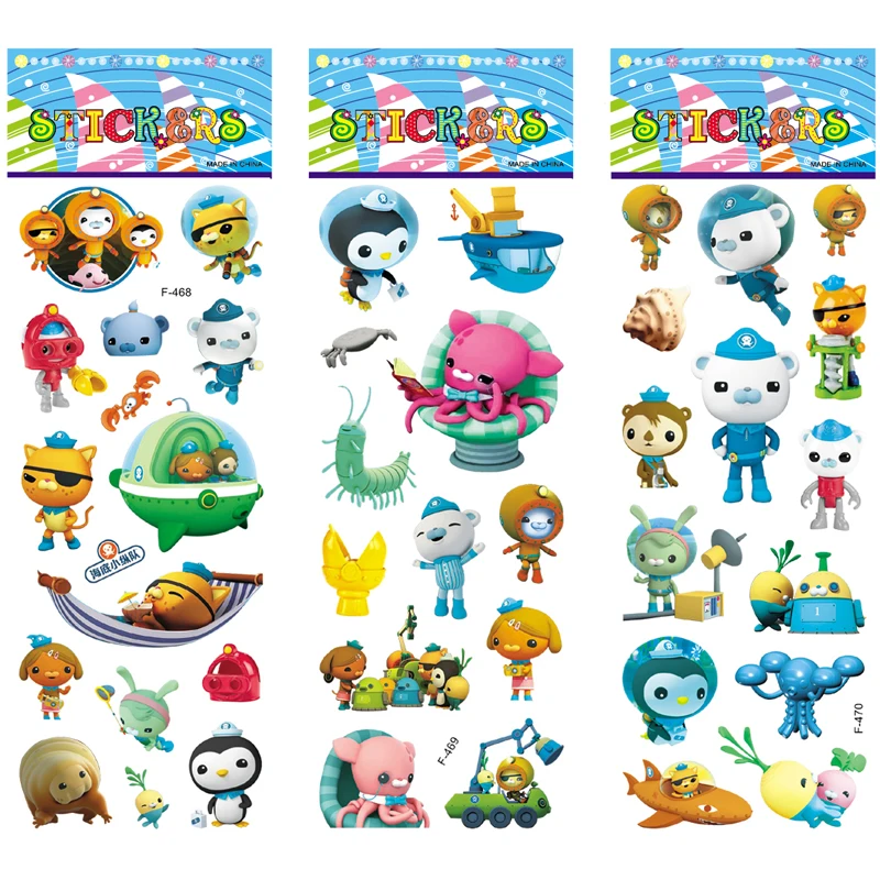 Octonauts 6/12 шт. разные стили 3D Мультяшные наклейки в виде пузырьков наклейка