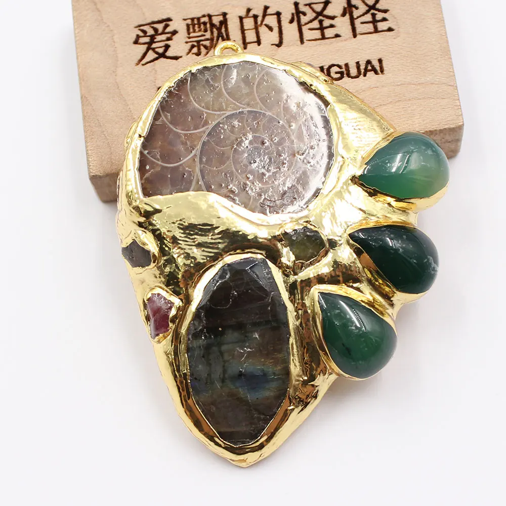 APDGG 1 шт. натуральный ракушка Лабрадорит зеленый агат турмалин ожерелье с