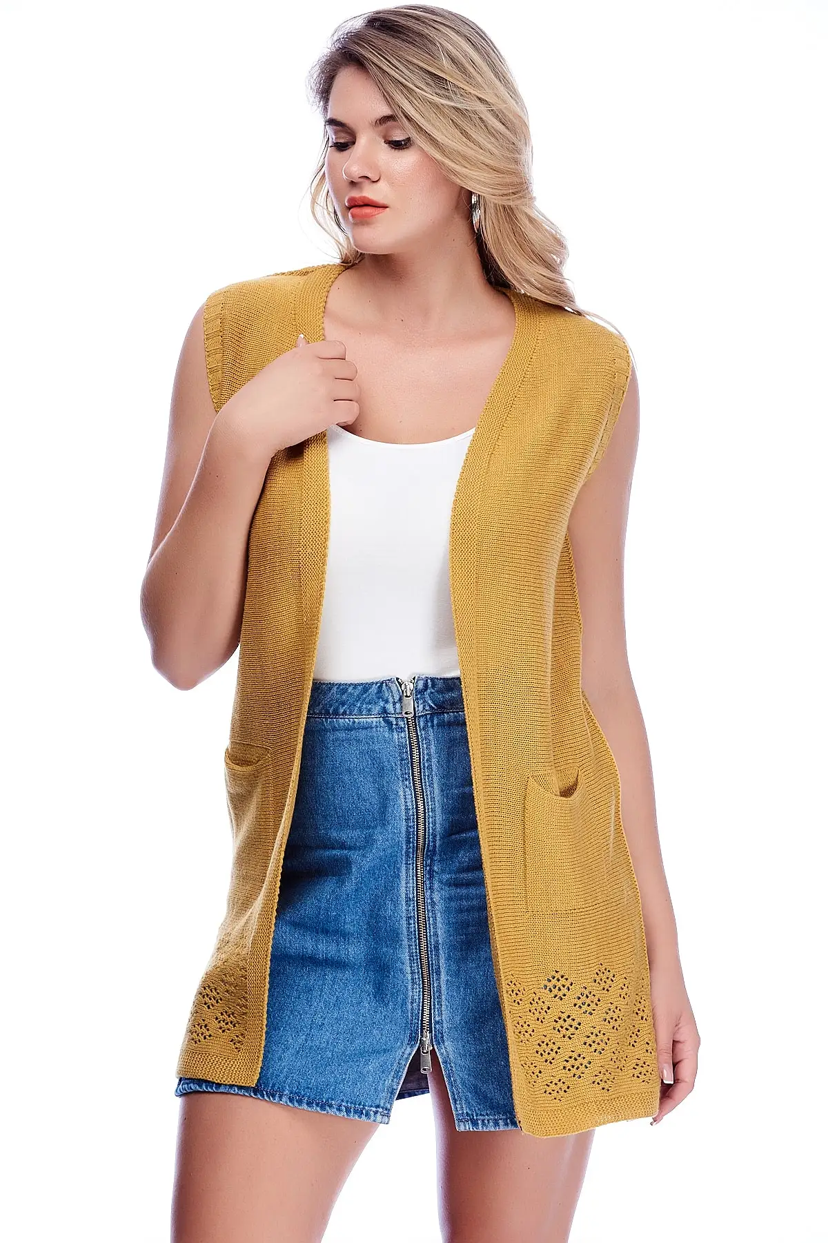 Женский Тонкий Трикотажный жилет Sans Textile 26 N12055 | Женская одежда