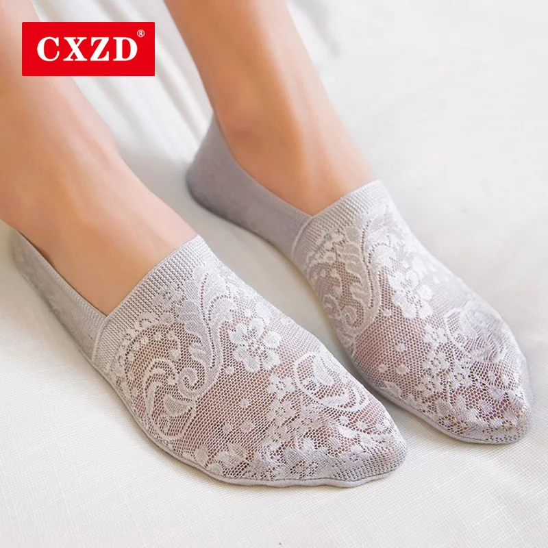 

CXZD Модные женские летние носки, стильные кружевные короткие носки с цветами, носки противоскользящие невидимые короткие носки, Лидер прода...