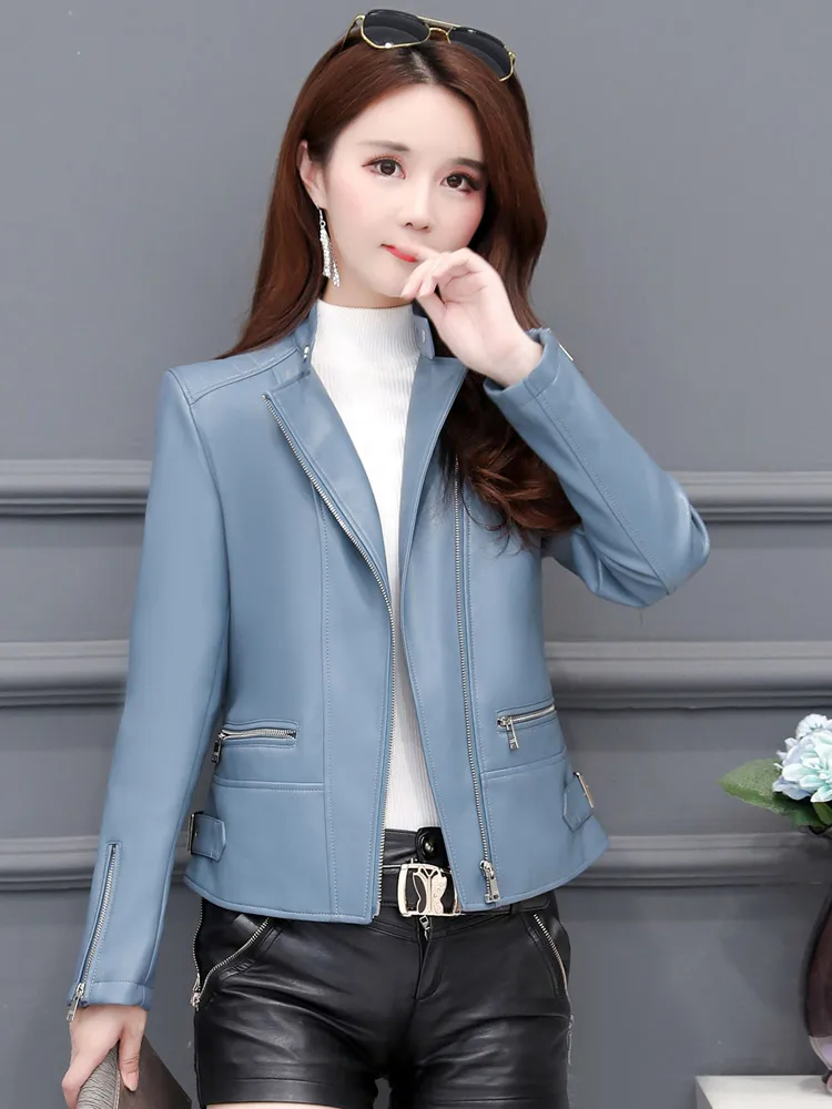 Женская кожаная куртка 2020 Новое весенне-осеннее пальто женское Свободное с