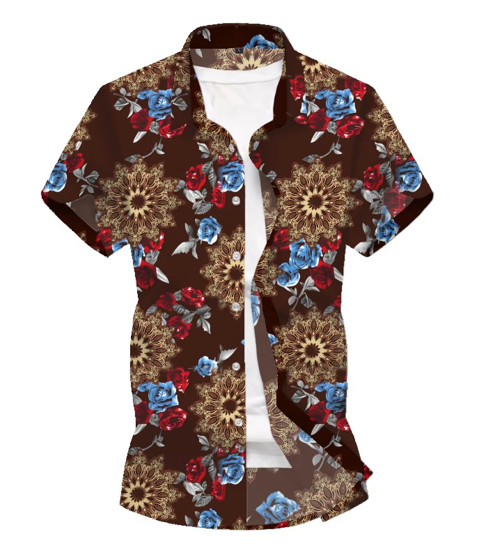 Новые летние Для мужчин's гавайская рубашка футболка с коротким рукавом мужчин