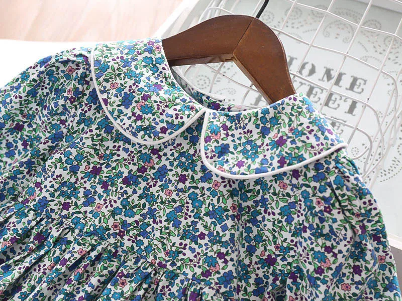 Humor Bear Girls Floral Dress  NEW Baby Girls Dress Party College Style Lapel Princess Dress Fashion Kids Children Clothing