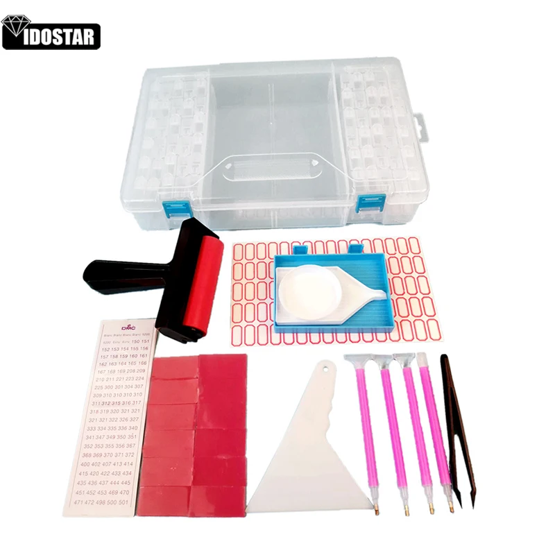 Контейнер Стразы для хранения 64 ячейки коробка аксессуаров алмазной живописи