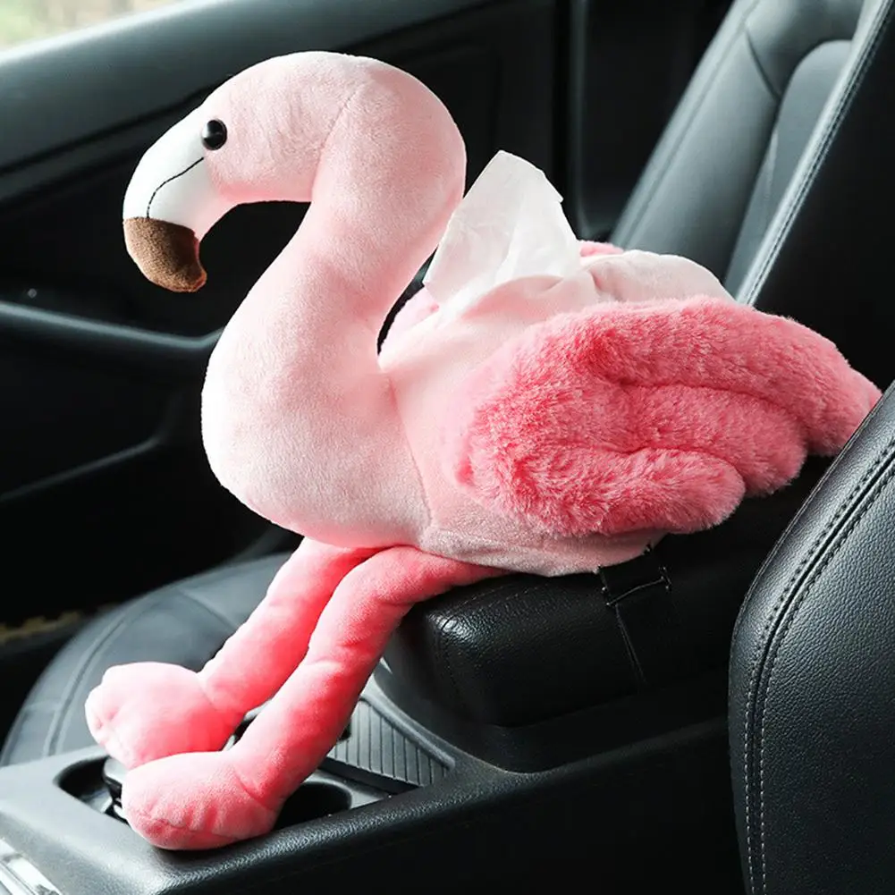 

1pcs Pink Flamingo Tissue Box Cover Creative Car Armrest Tissue Case Cute Plush Toys Decorative Napkin Holder For Home Decor