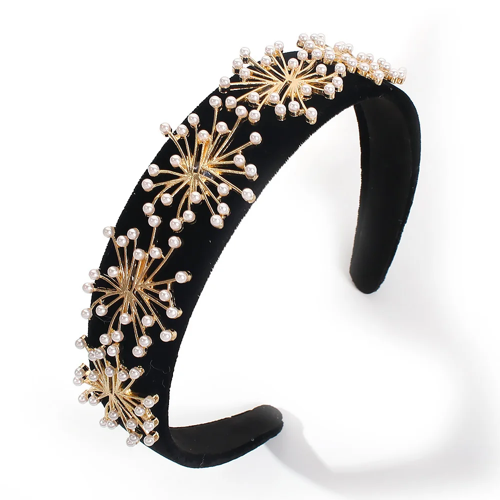 Европейская и американская ретро лента для волос Черный Флокированный