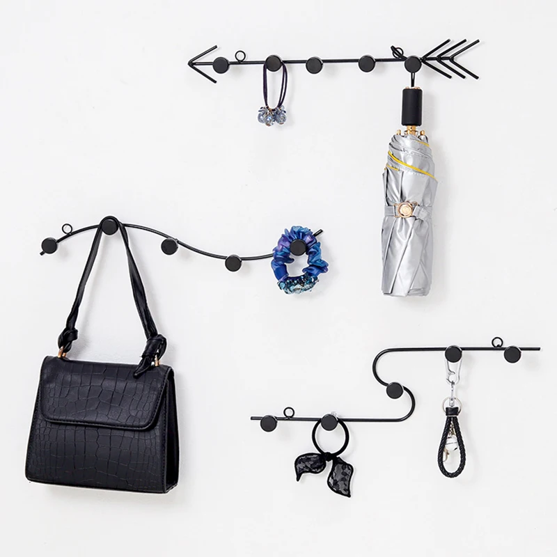 Coat Hook Wall Mounted Decorative Metal Hanger with Hanging Holes Creative Modern Art Rail for Hat Key Scarf HYD88 | Дом и сад