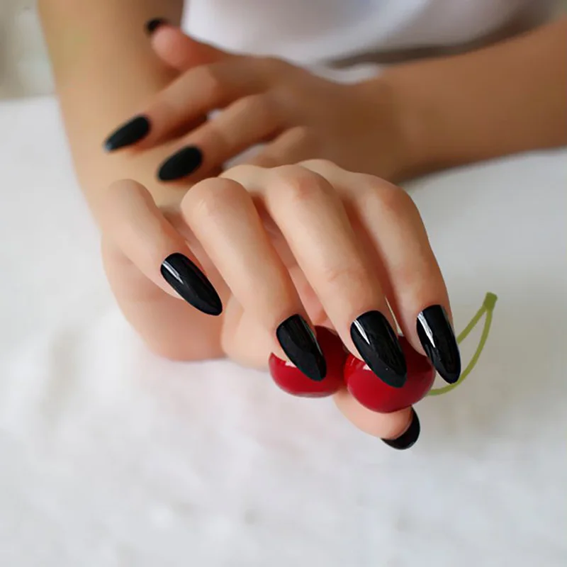 10 компл./лот 24 шт./компл. черный полное покрытие накладные ногти стилеты ногтей