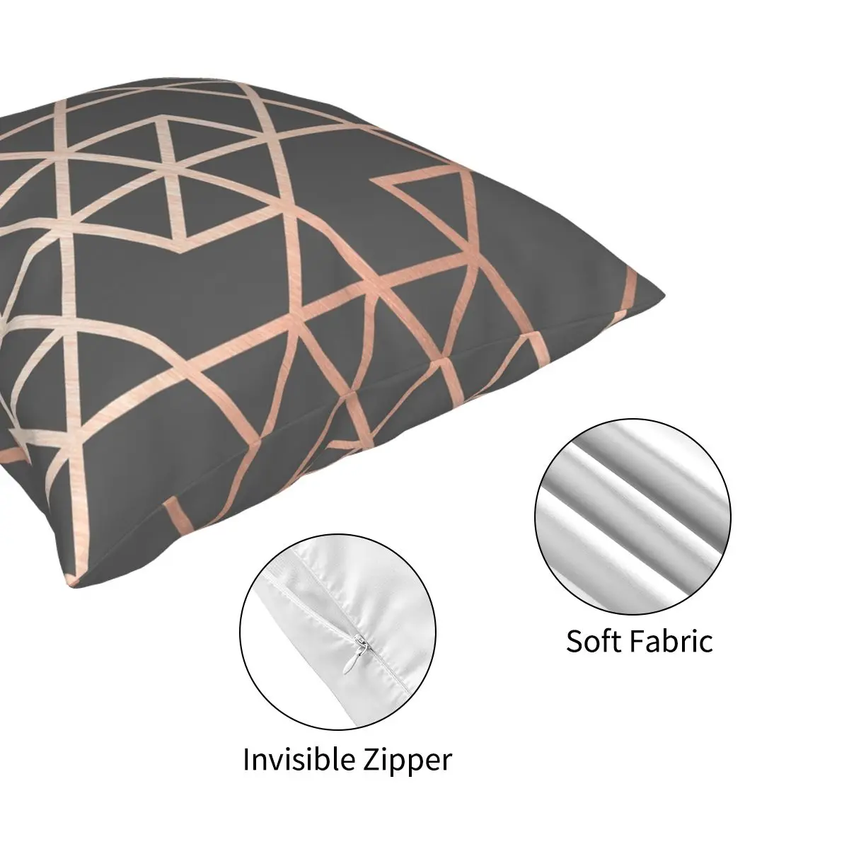 

Rose Gold And Gray Geometric Square Pillowcase Polyester Zipper Decorative Throw Pillow Case Sofa Seater Cushion Case Wholesale