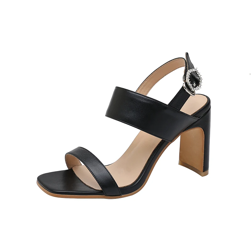 Женские сандалии на высоком квадратном каблуке с открытым носком | Обувь