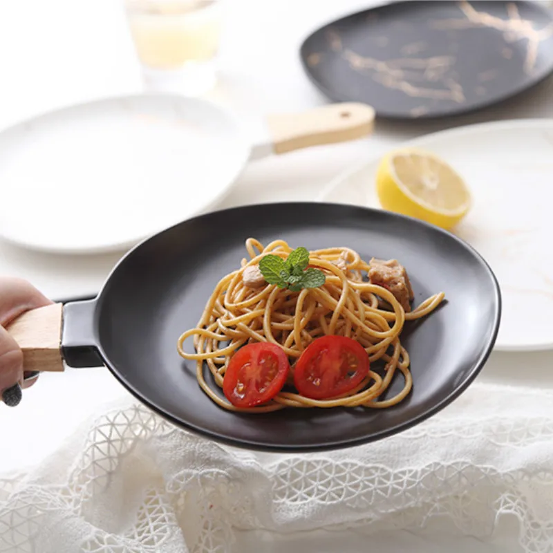 

Nordic with handle ceramic western food steak snack plate home creative fruit vegetable dish YHJ022104