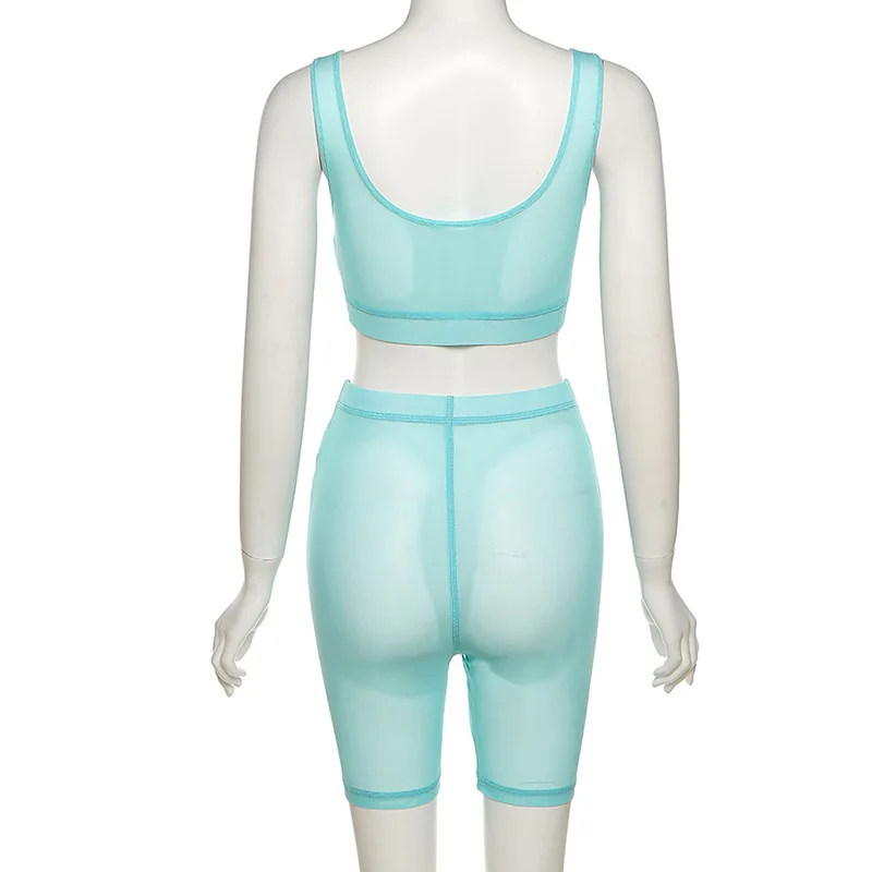 

Women's Clothing 2021 Sexy See Through Mesh Underwear Set Women Bra And Tight Shorts 2 Piece Yoga Suit Workout Set Gym Wear
