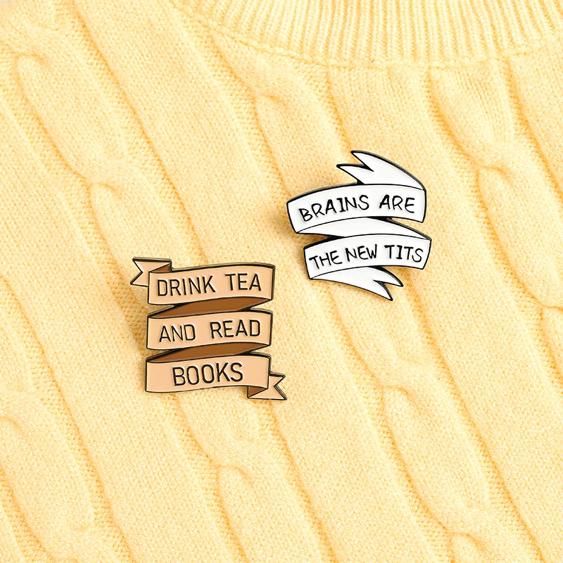 

Funny Enamel Pins Custom Banner Brains Are The New Tlts Brooches for Friend Bag Clothes Lapel Pin Badge Jewelry Gift Wholesale