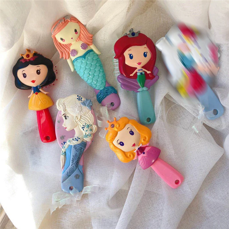 Дисней Принцесса замороженная щетка для волос brosse cheveux Kids нежная Антистатическая щетка кудрявый клубок Русалка щетина ручка Клубок Расческа
