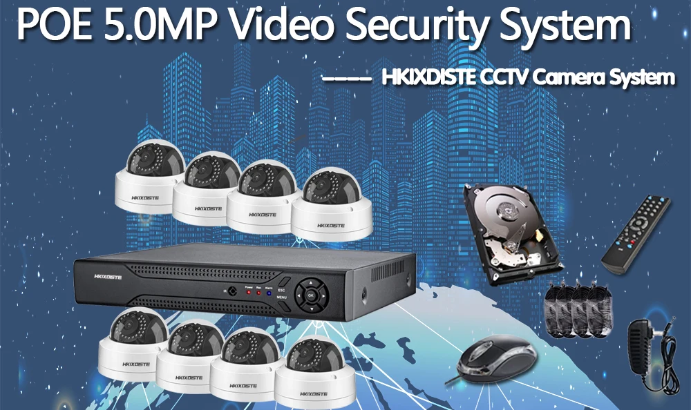 H.265 5MP POE NVR аудио в системе 8 шт. 48 в супер 2592X1944 Купольные Камеры видеонаблюдения комплект Onvif 8CH видеонаблюдения сетевое записывающее устройство в комплекте