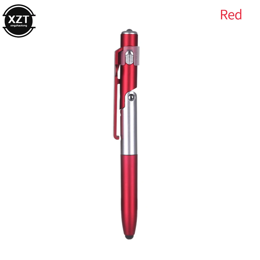 Складная шариковая ручка 4 в 1, сенсорный стилус, универсальная мини-многофункциональная емкостная ручка со светодиодной подсветкой для подставки для планшета и телефона