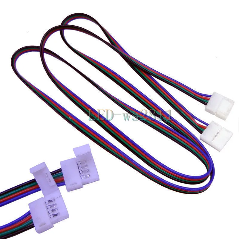Бесплатная доставка 2 шт. длиной 1 м 4 контакта RGB коннектор для светодиодного кабеля Удлинительный шнур
