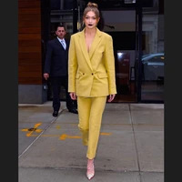 light yellow ladies suit blazer spring summer women suits office wear female work wear office suit 2 pieces suitsjacketpants