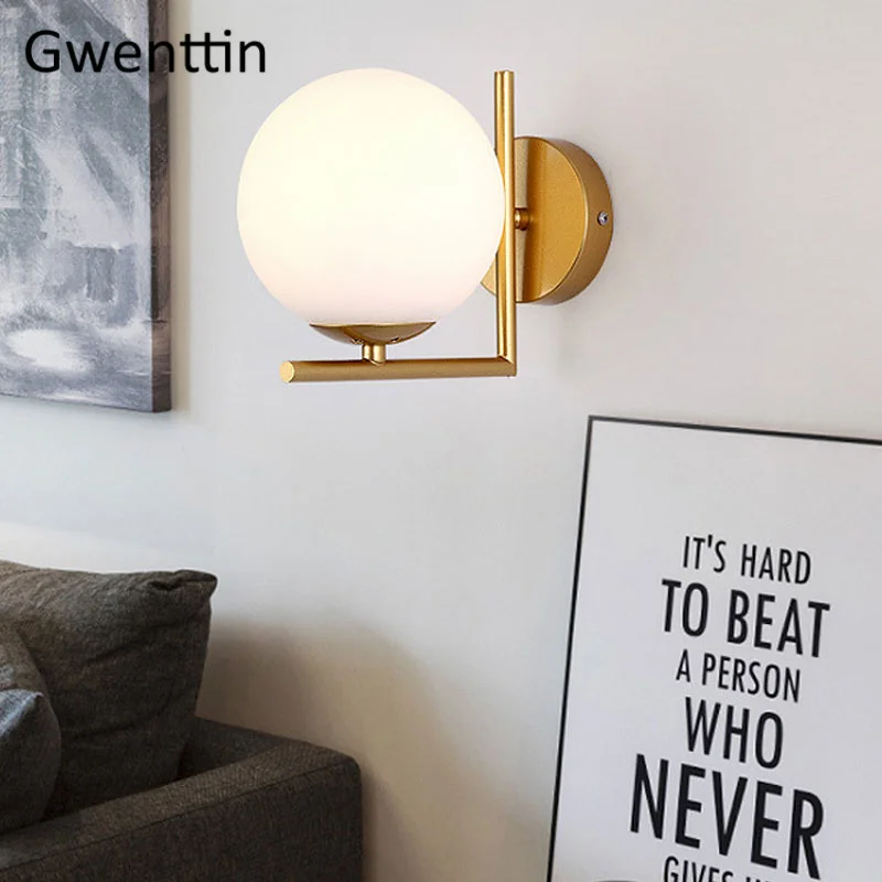 Скандинавские Стеклянные Настенные светильники лампы для спальни прикроватная