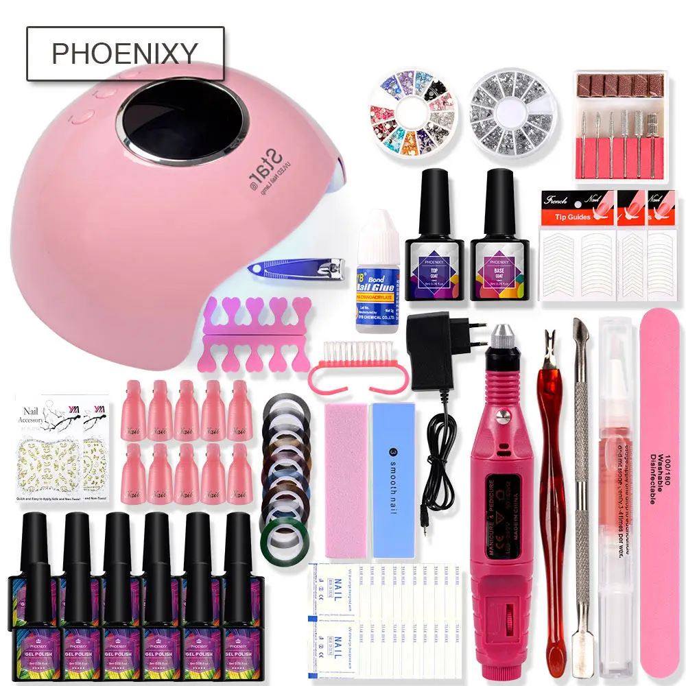 36w-12color Маникюрный набор лампа для ногтей комплект 24 W светодиодный фен 10 шт 8 ml УФ-гель для ногтей набор гель Лаки для ногтей набор Инструменты для маникюра - Цвет: 36w-12color
