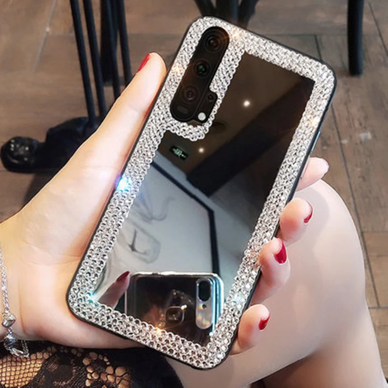 Зеркальные чехлы со стразами для Honor 8 9 10 20 Pro lite 10i 20i 20S 5A 5X 6A 6X 7A 7C 7S 8A 8C 8S 8X MAX 9X