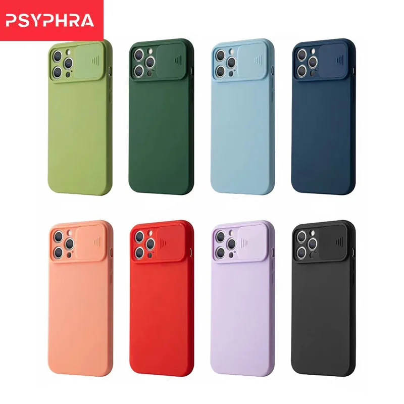 

Slide Camera Protector Phone Case On For Iphone 13 Pro 11 12 13pro Max Mini Iphone13 12pro Liquid Silicone Original Back Cover