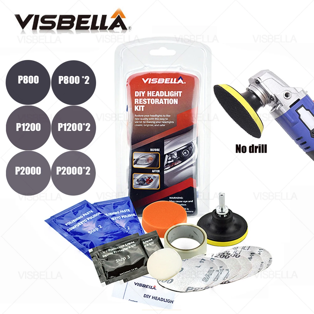 

VISBELLA наборы для восстановления фар, полировка, ремонт линз, очистка, паста, системы, автомойка, видимость, безопасность, уход за краской