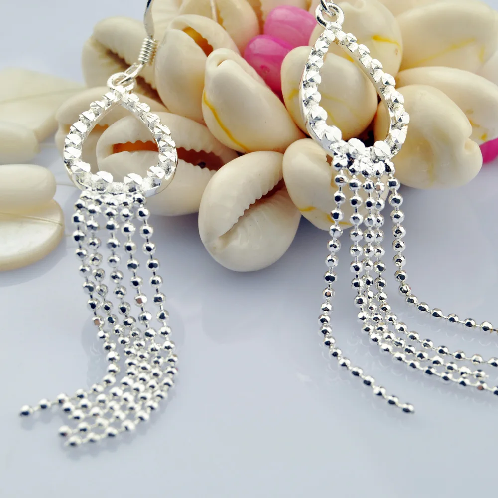 Женские серьги-подвески с кисточками из серебра 925 пробы | Украшения и аксессуары