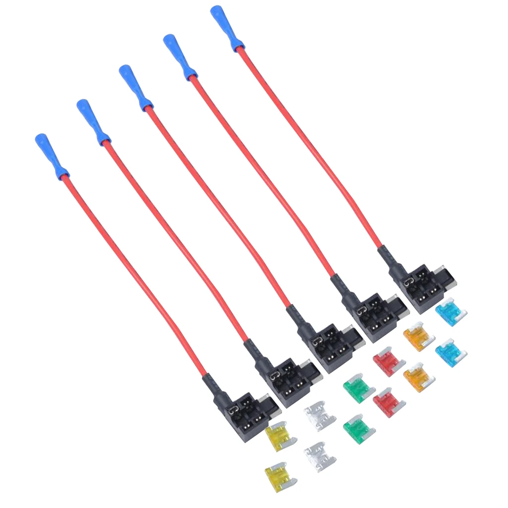 

5 шт., низкопрофильный держатель предохранителя с мини-плавким предохранителем 5A-30A