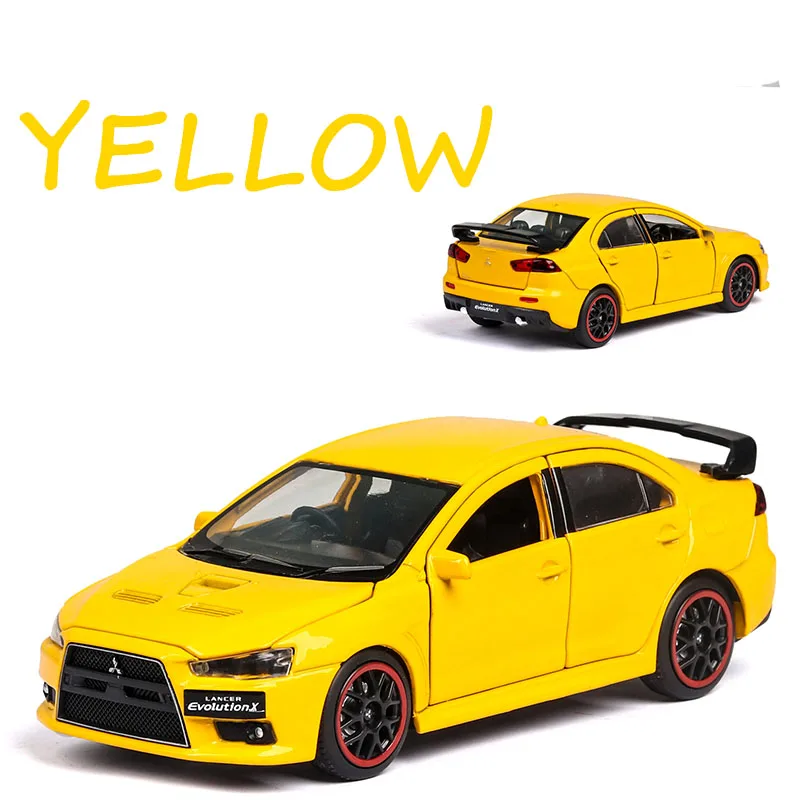 Литье под давлением 1:32 Lancer EVOlution X Коллекционная модель автомобиля из металлического сплава симуляторы машины игрушки для детей Подарки для детей - Цвет: Цвет: желтый