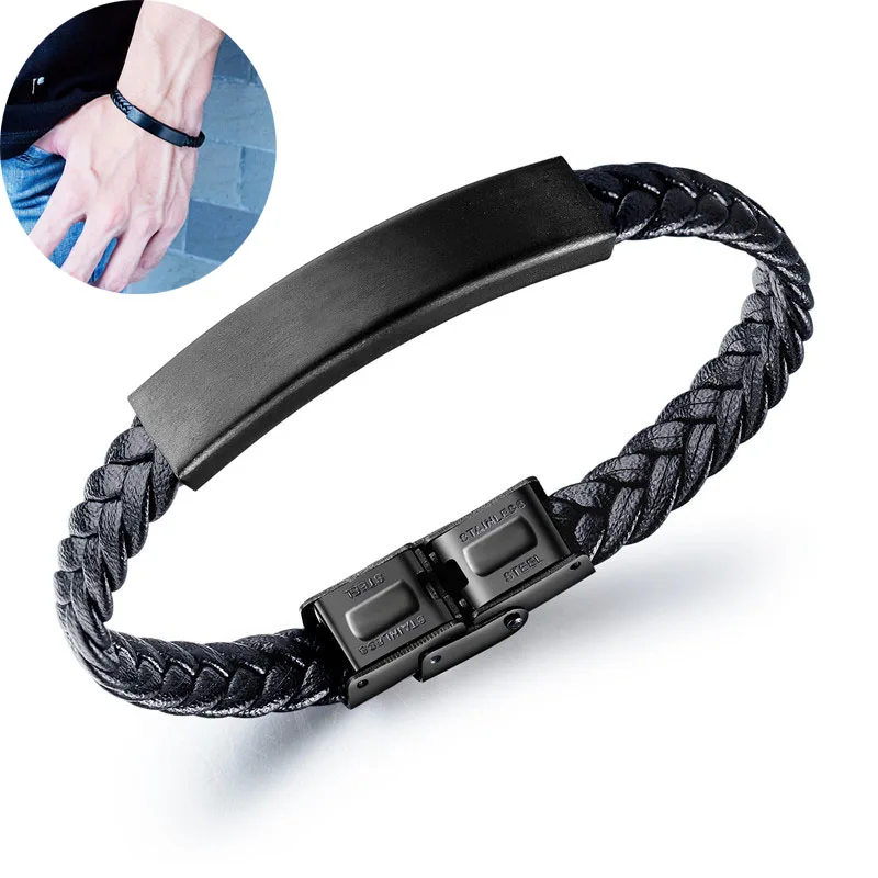 Кожаный браслет в стиле панк для мужчин ручной работы плетеный кожаный