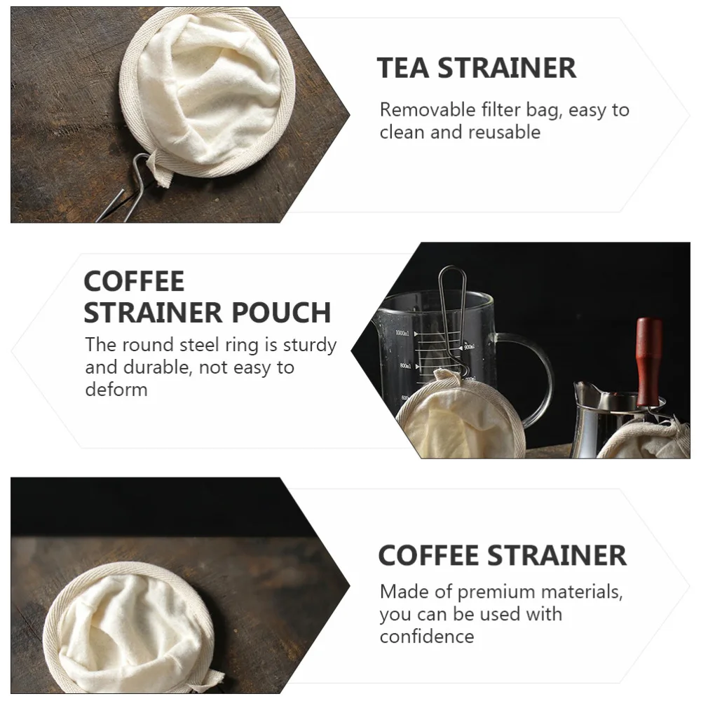 

2pcs Flannel Cloth Coffee Strainer with Stainless Steel Handle (Assorted Color)