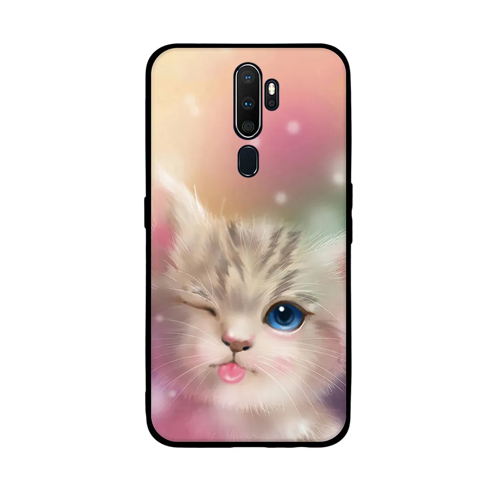 For Oppo A9 A5 2020 Case Cat Painted Silicone Soft TPU Back Phone Cover for Oppo A11X A11 Case Fundas Coque Bumper Etui