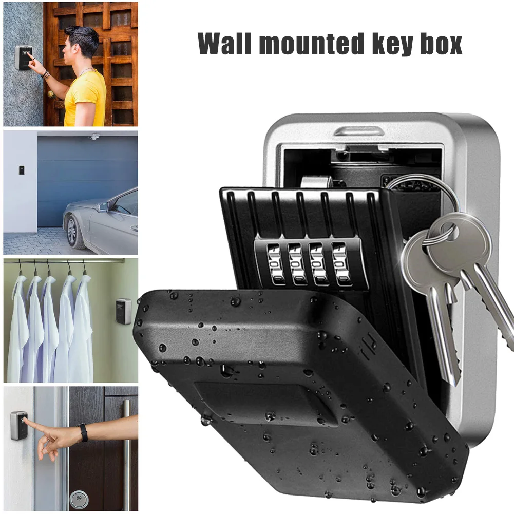 

Hot Sale Wall Mounted/Padlock 4-Digit Combination Key Lock Storage Safe Security Box Home Office