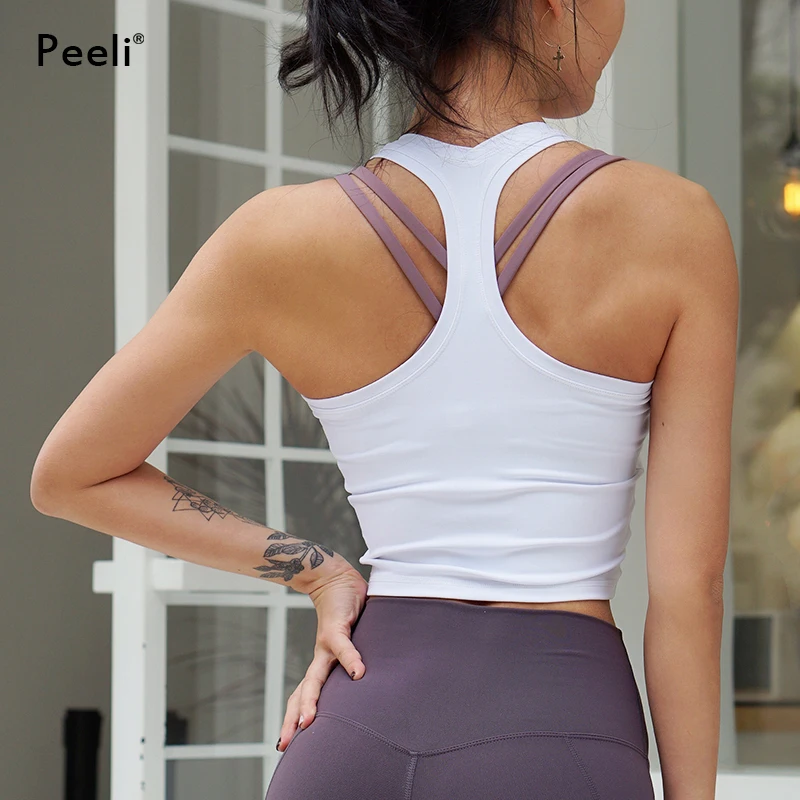 Peeli 2020 Solid Yoga Top Gym Clothes Women Quick Dry Sports Vest Fitness Shirts Breathable Workout Crop Tops Athletic Tank | Спорт и