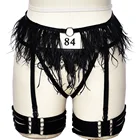 Пастель Готический организм ремень-подвязка Регулируемый эластичный бандаж клетка для тела ремень Для женщин пикантные трусики перо фестивальный рейв ноги подвязки