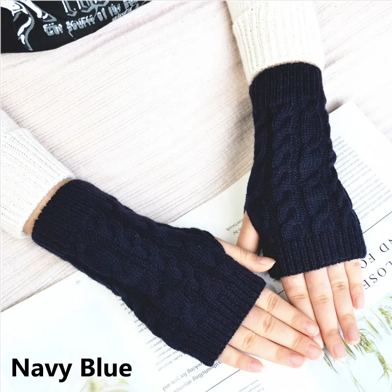 A4 navy blue Женские милые кошачья лапа с когтями, плюшевые варежки, зимние теплые толстые перчатки без пальцев, мягкие перчатки с когтями медведя, перчатки с когтями на пол пальца, варежки с когтями - Цвет: A4 navy blue