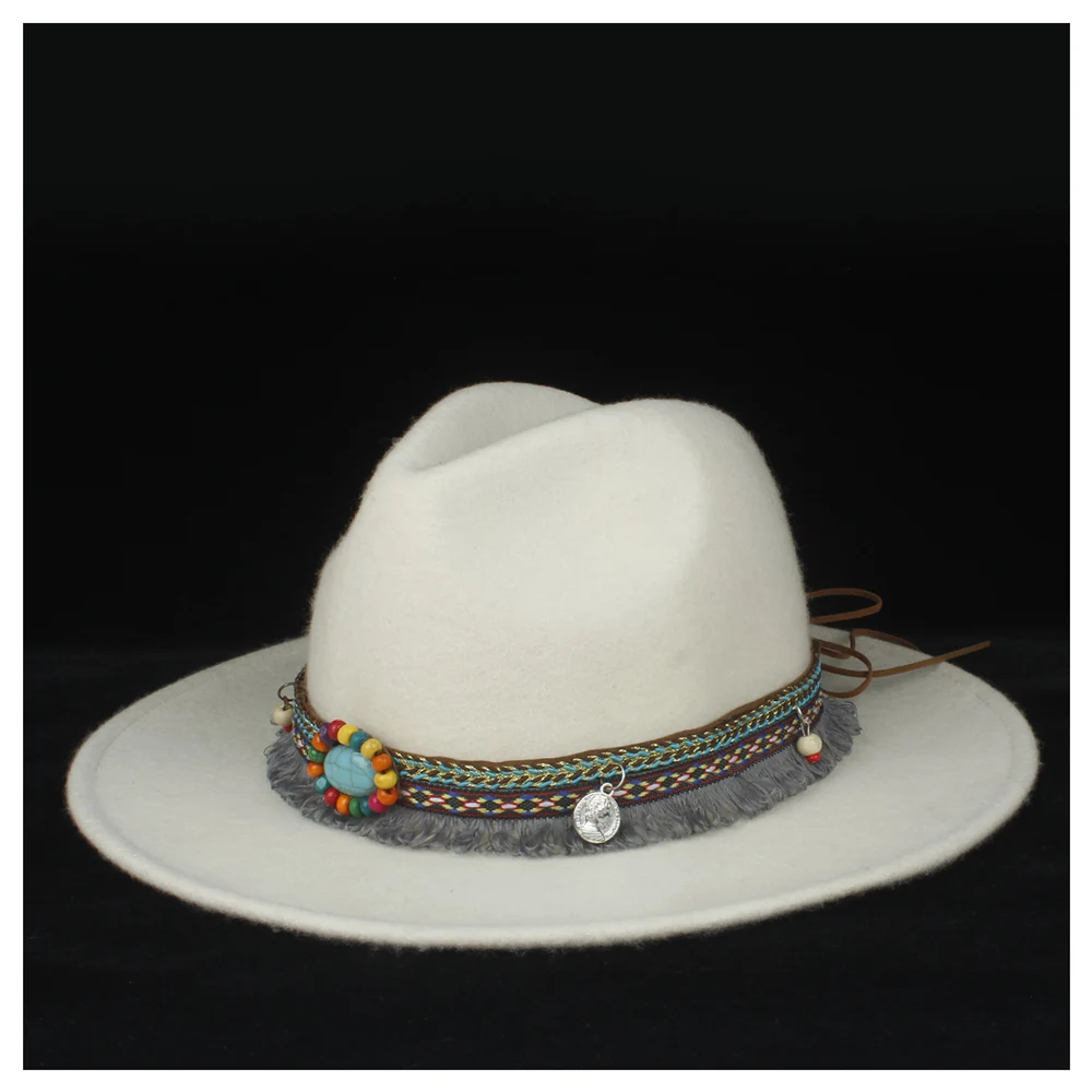 Шляпа Женская демисезонная из 100% шерсти с лентой и кисточками 56 58 см|Мужские