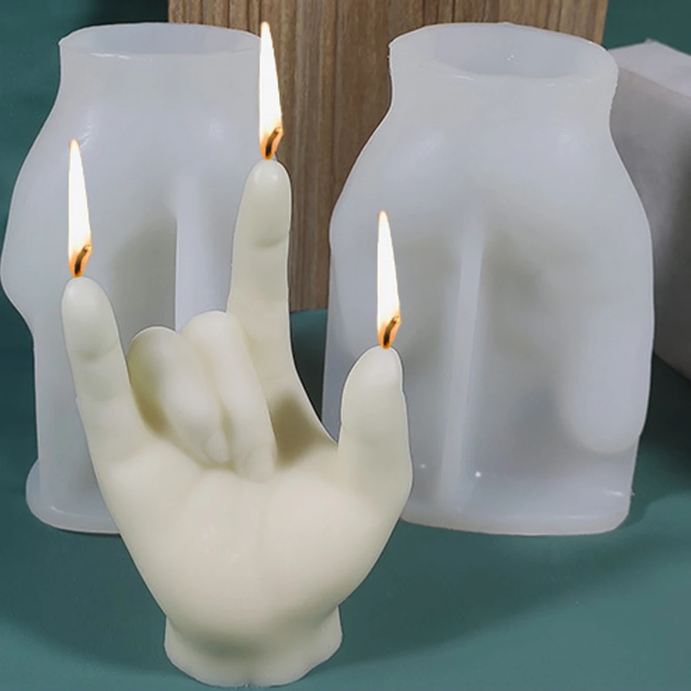 

Newest Gesture Finger Silicone Mould for Diy Handmade Victory Sign Creative Plaster Aromatherapy Candle Mold Art Home Decoration